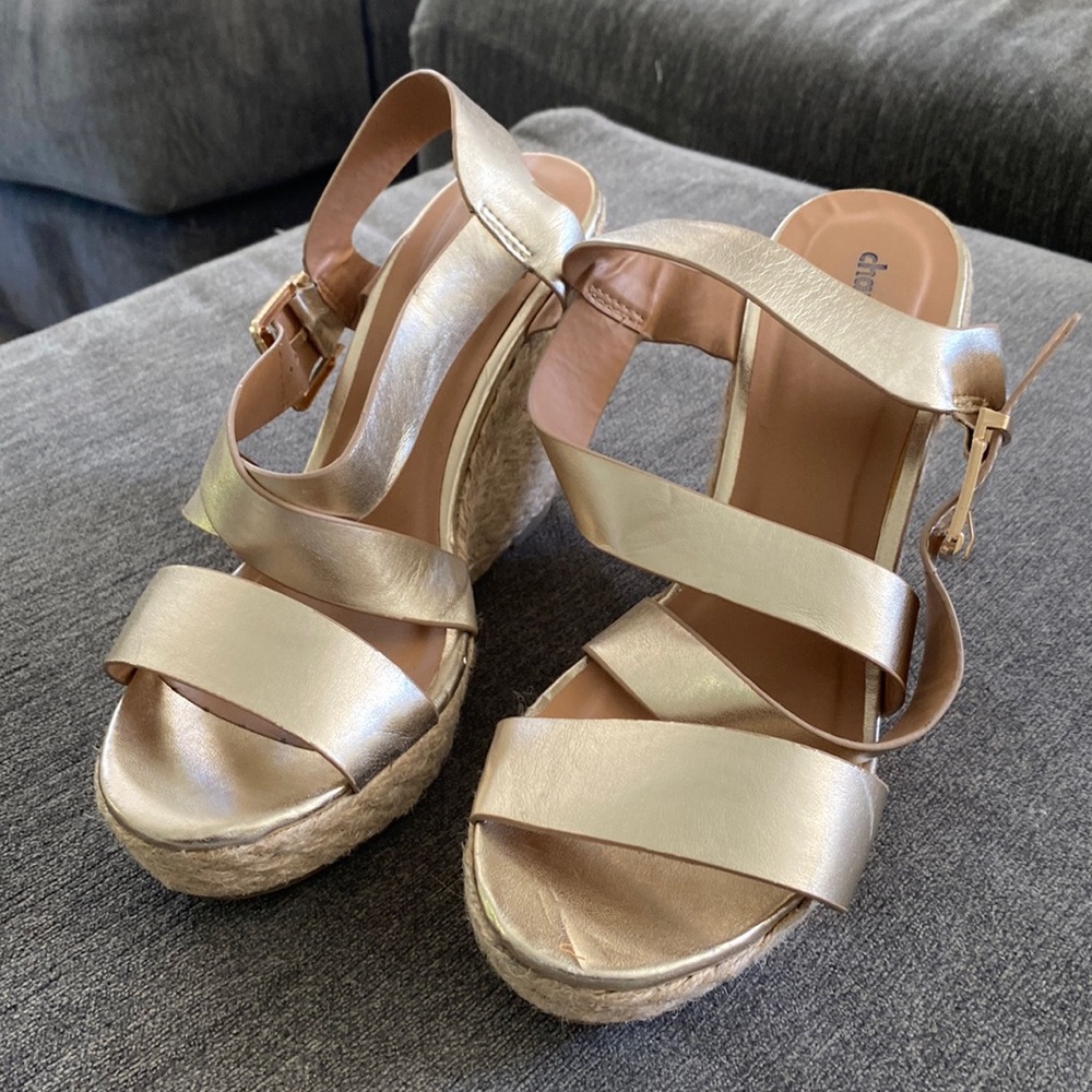 Charlotte Russe Gold Wedges